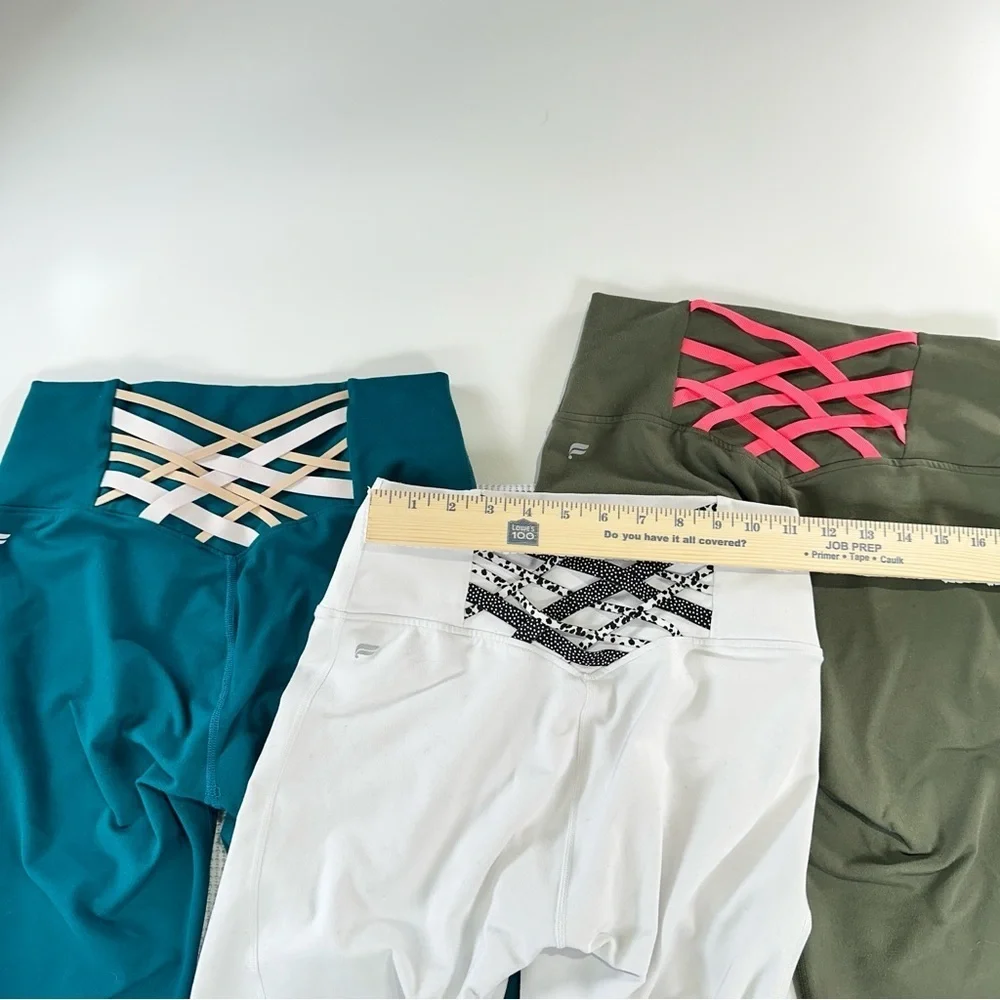 Fabletics PowerHold workout leggings bundle of 3 strappy back fits XS